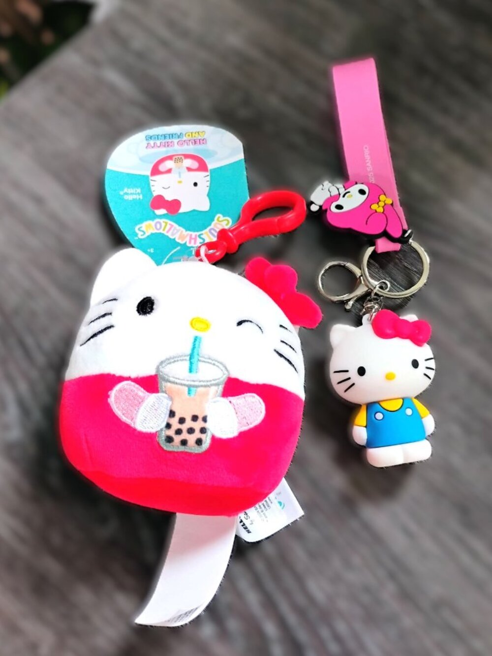Squismallow Hello Kitty And Friends and Keychain With Wristlet